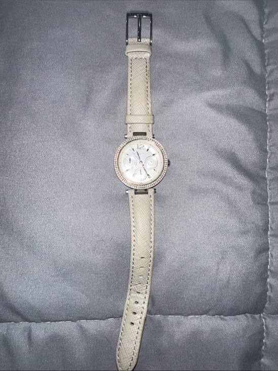 Michael Kors Other - Michael Kors Silver Dial Crystal Bezel Watch with Light Beige Strap